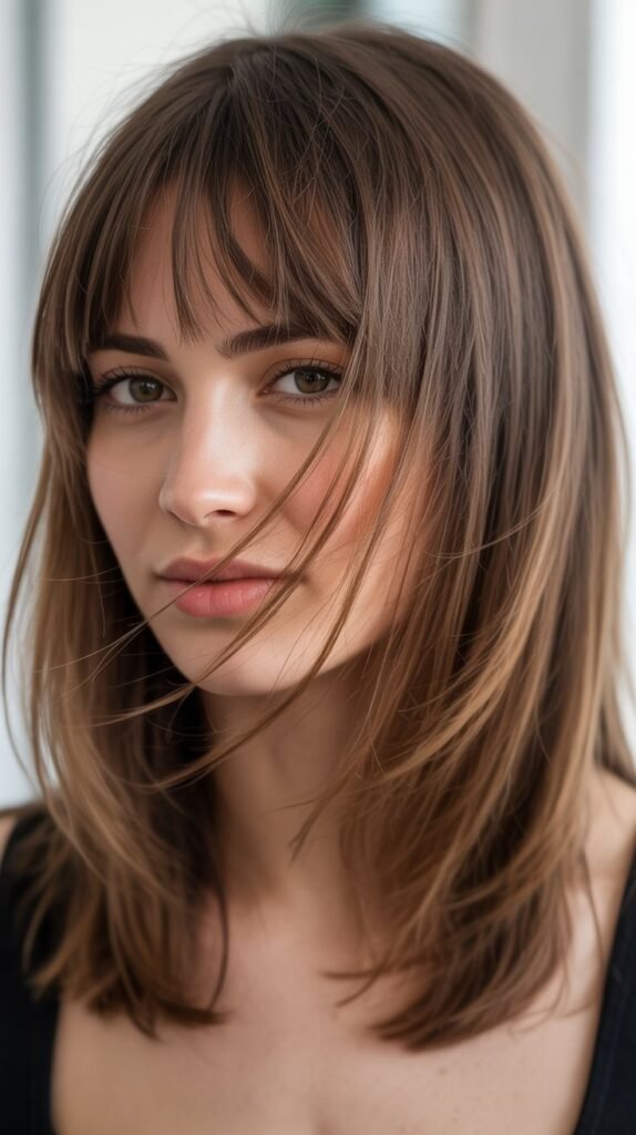 Graduated Lob with Wispy Fringe