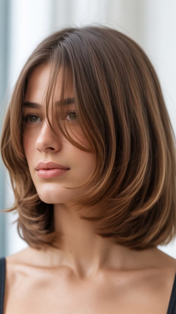 Layered French Bob With Curtain Bangs