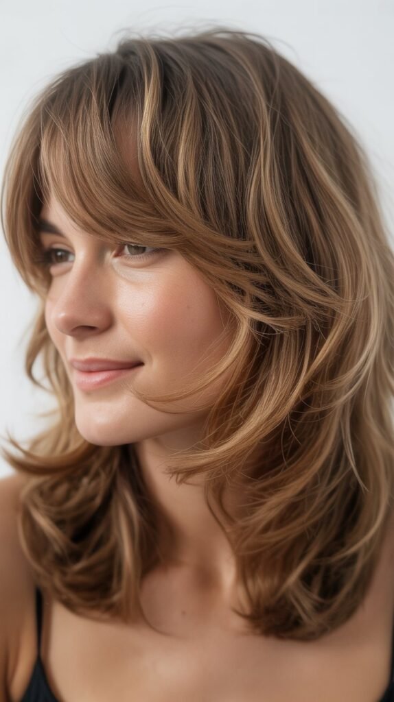 Long Layered Shag with Side-Swept Fringe