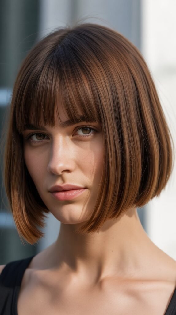 Blunt French Bob With Center-Parted Bangs