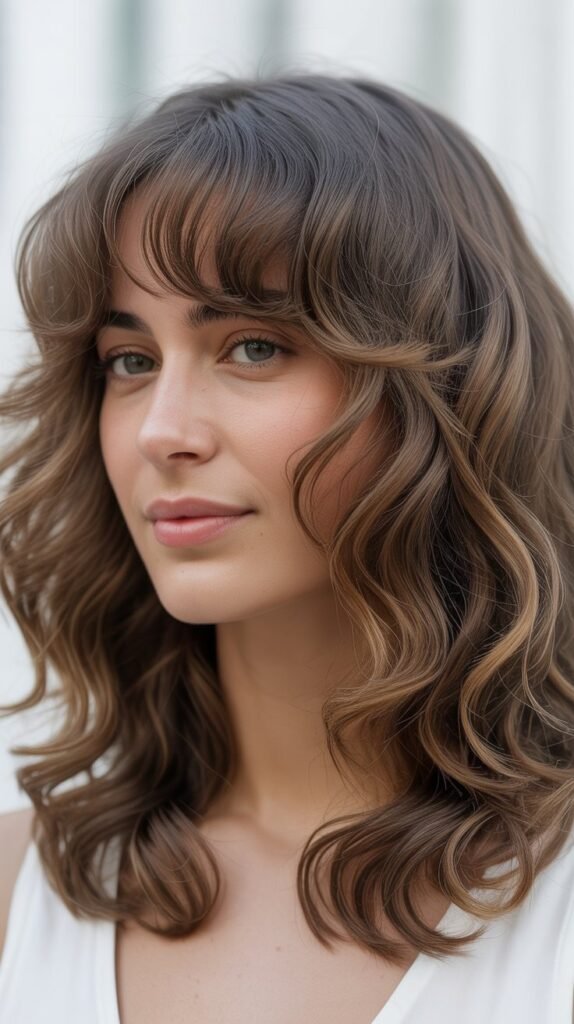 Wavy Midi with Curtain Bangs