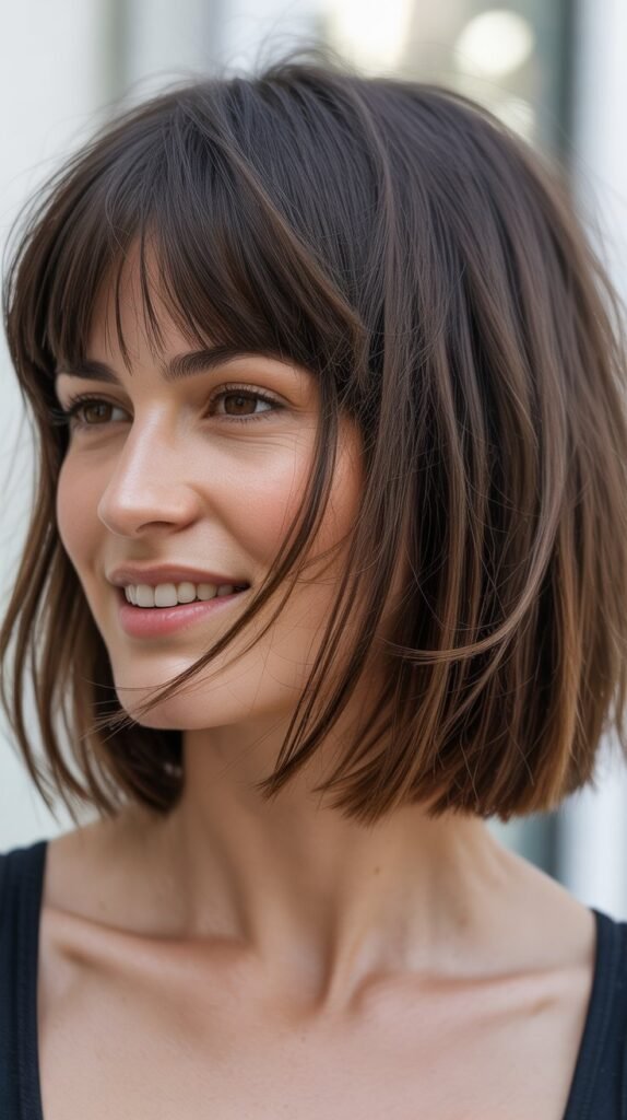 Razored Bob with Piecey Fringe