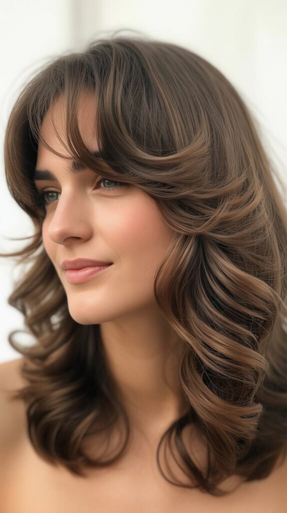 Layered Lob with Side-Swept Face Framing