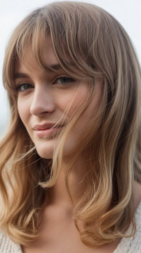 Wispy Side-Swept Bangs with Medium Waves