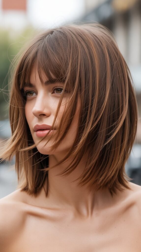 Shaggy French Bob With Piecey Bangs