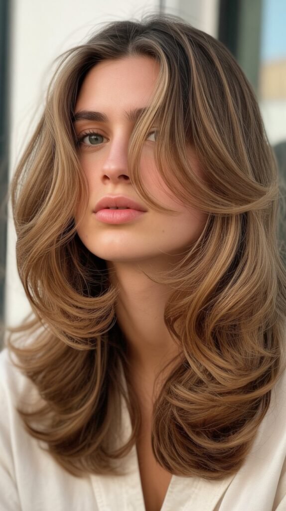  Midi-Length Layers with Rounded Face Framing