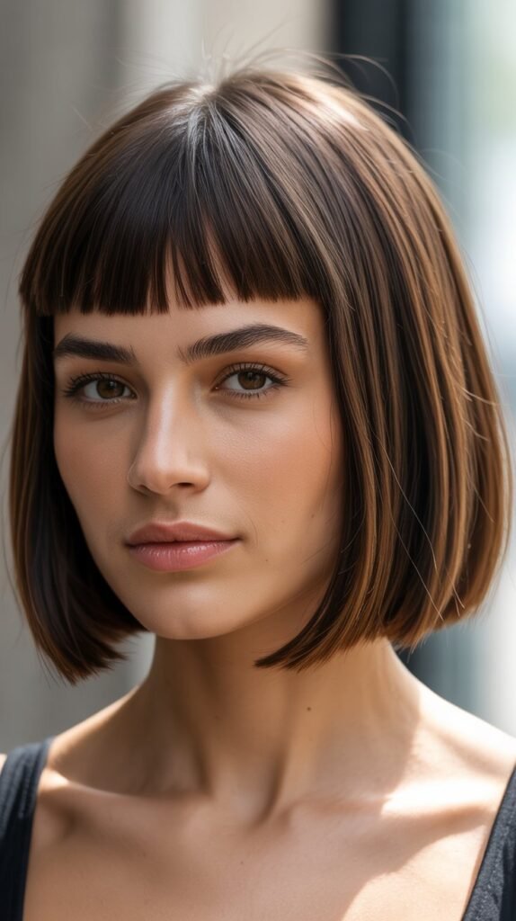 Blunt French Bob With Baby Fringe