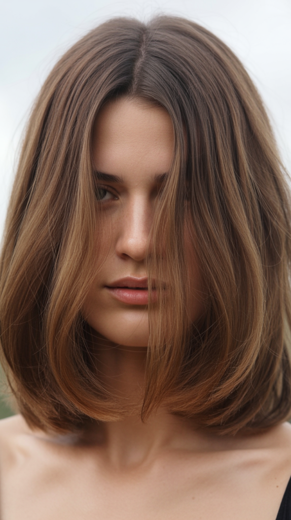 Long Layered Bob with Middle Part