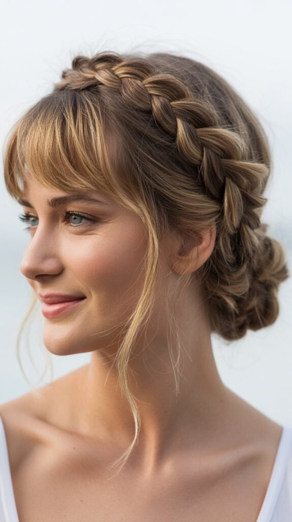 Braided Crown with Wispy Bangs