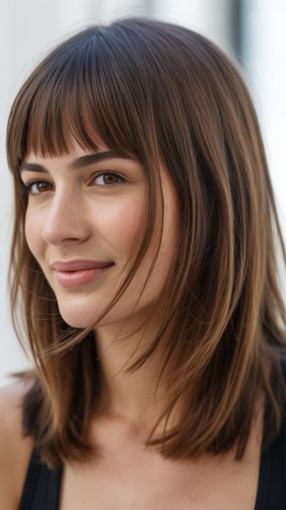 The Modern Shag With Straight Brow-Skimming Bangs
