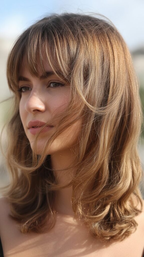 Long Bangs with Beachy Waves