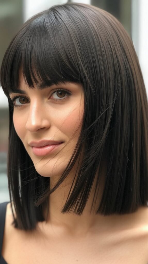  The Sleek Midi Cut With Blunt Eye-Grazing Bangs