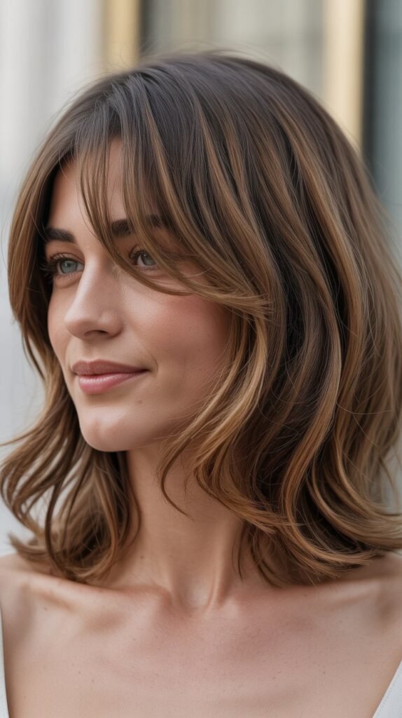 Textured Midi with Side-Swept Fringe