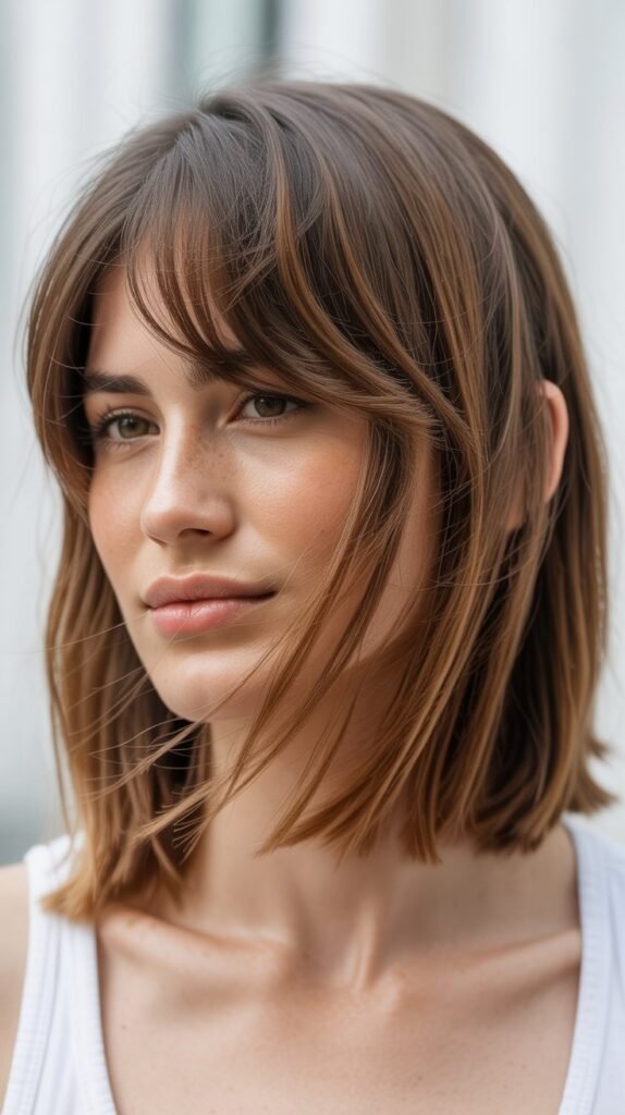Shoulder-Grazing Cut with Wispy Side Bangs