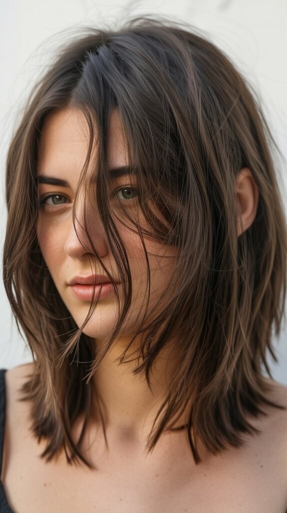 Textured Long Bob With Choppy Front Pieces