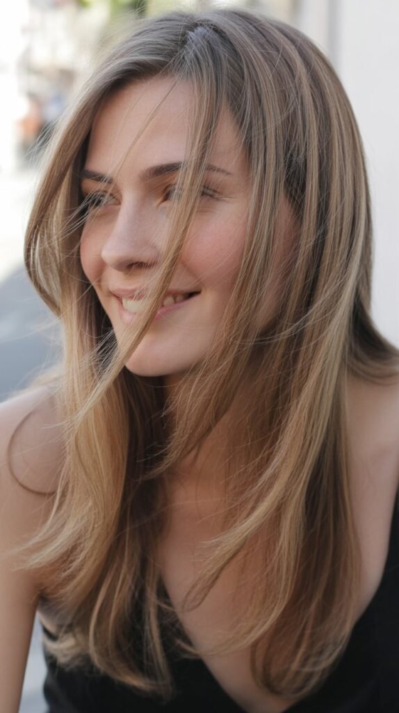 Long Layers With Swoopy Side Bangs