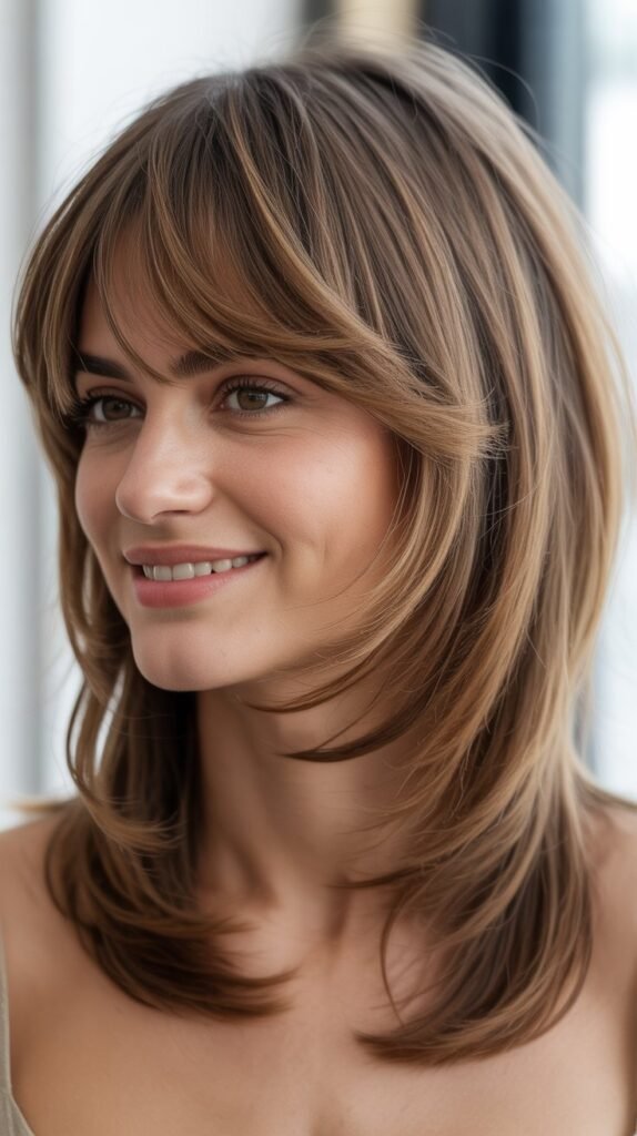 Layered Medium Cut with Bardot Bangs