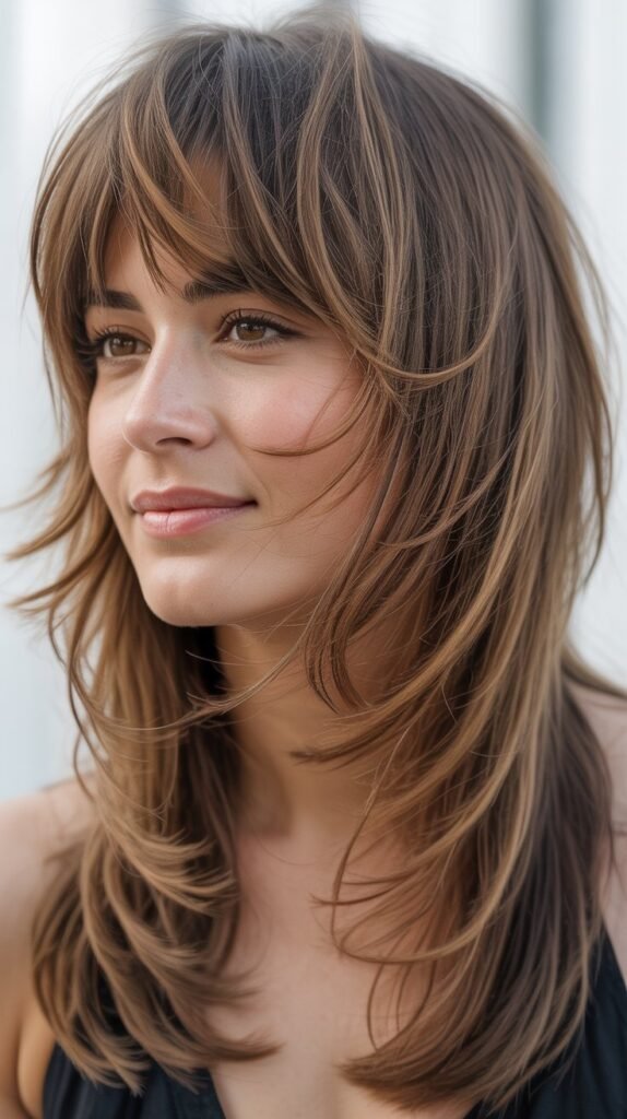 Razor-Cut Layers with Piecey Bangs