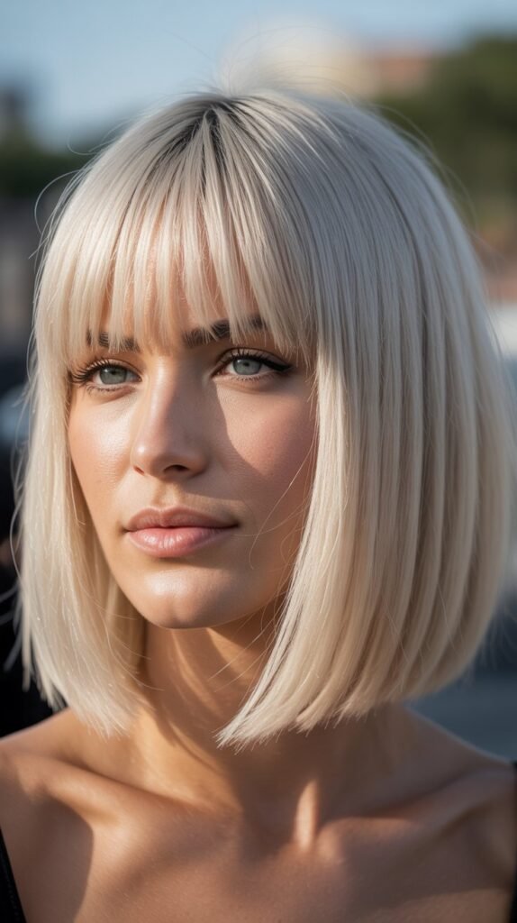 Platinum Blonde With Bangs