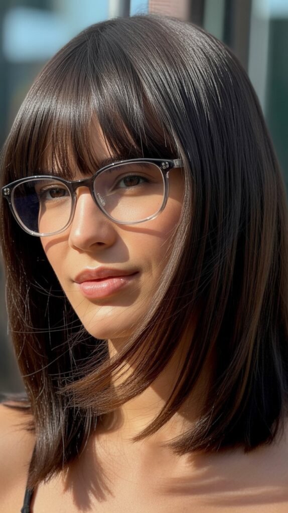 Sleek Medium Cut With Straight-Across Bangs