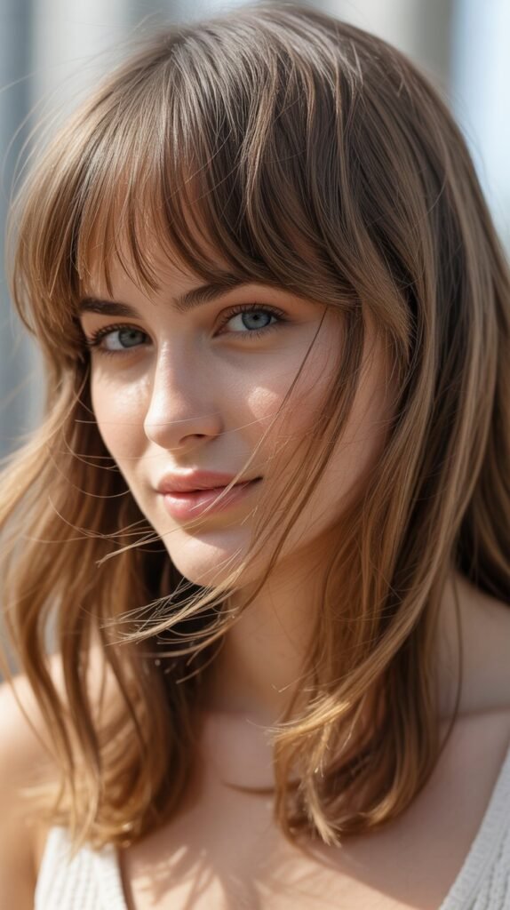Layered Wispy Bangs for Added Dimension