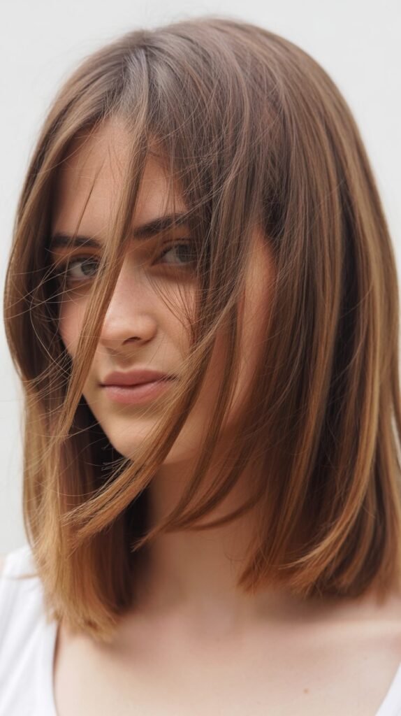 Curtain Bangs With Layered Lob