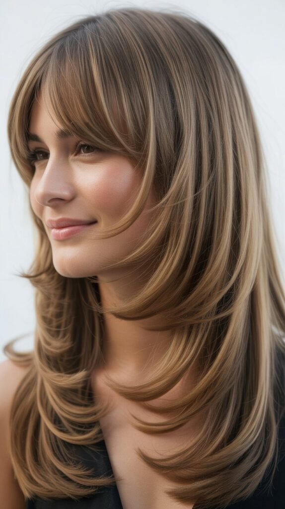 Waterfall Layers with Arched Bangs