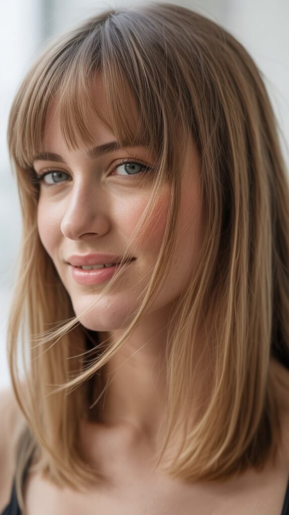 Wispy Bangs with Straight Medium Hair