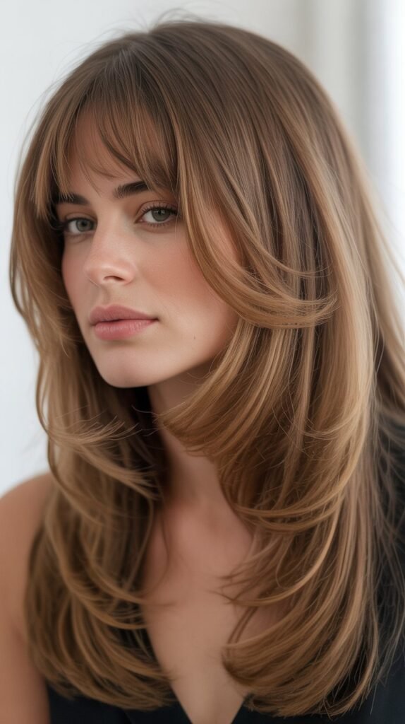 Long Layers with Blended Bangs