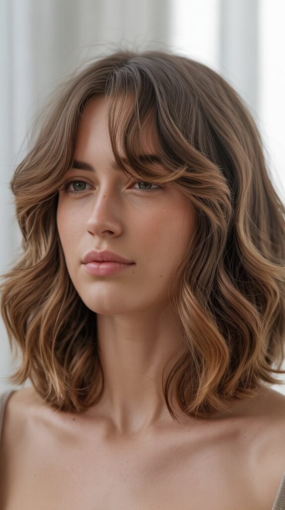 Wavy Lob with Curtain Bangs