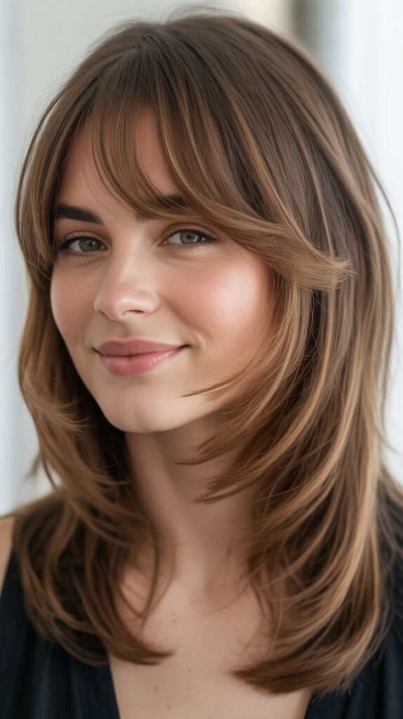 Long Bangs with Face-Framing Layers