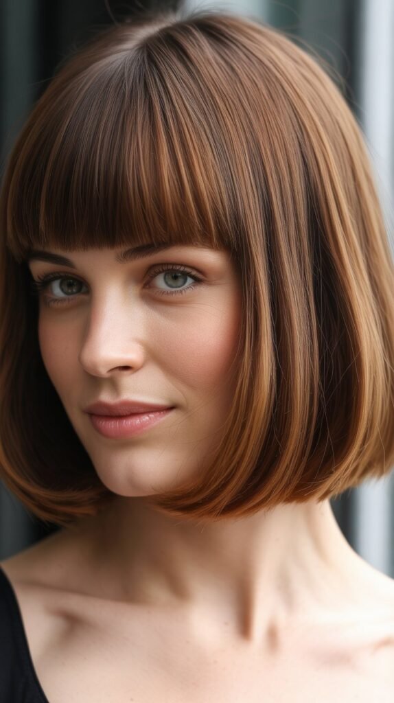 Retro French Bob with Full Straight Fringe