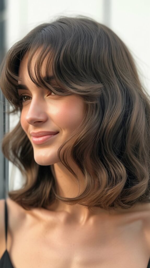 Wavy Lob with Arched Fringe