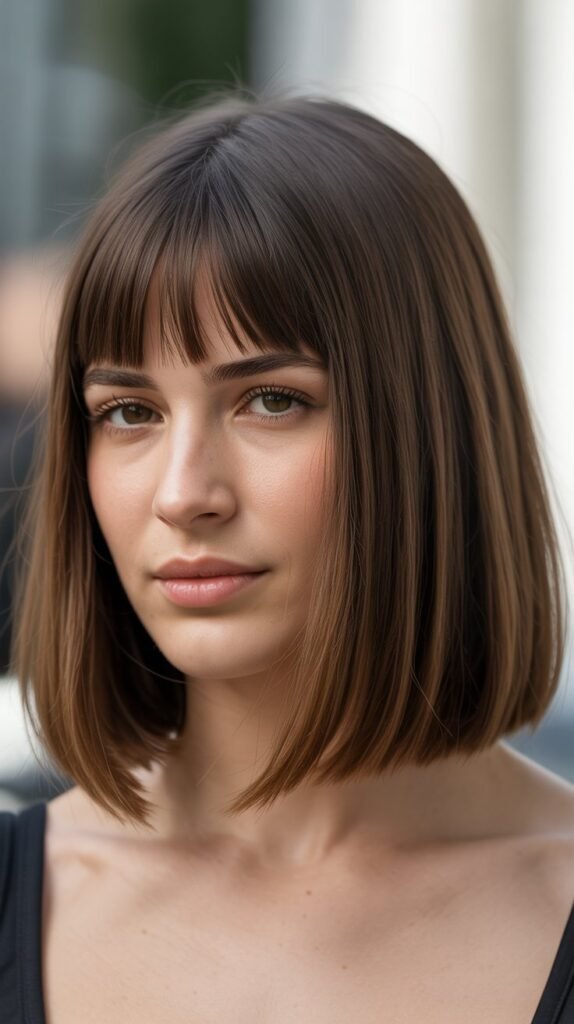 Blunt Lob with Center-Parted Bangs
