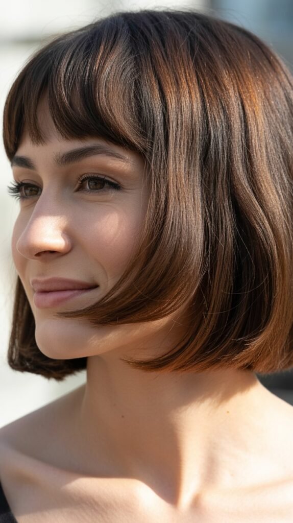 French Bob with Long Swooping Fringe