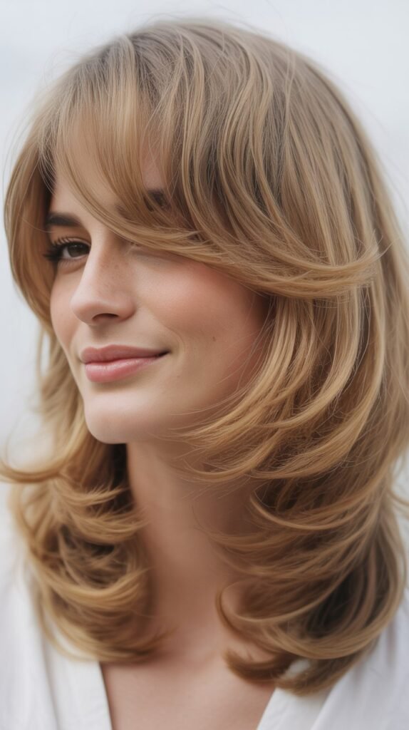 Feathered Layers with Swoopy Bangs