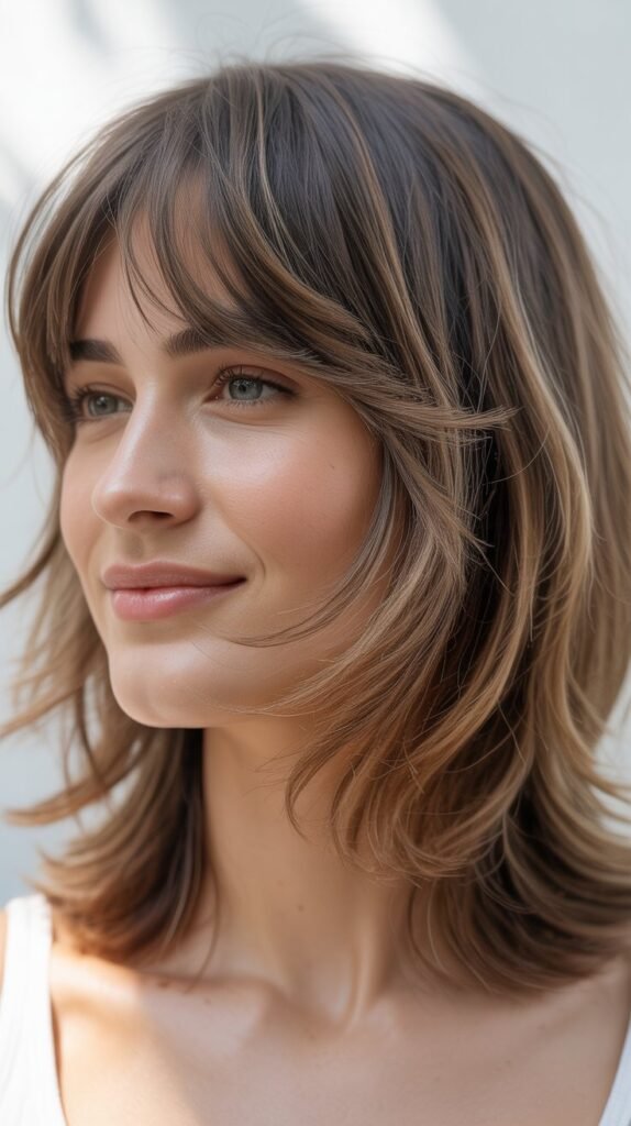 Medium Shag with Baby Bangs and Face-Framing Layers