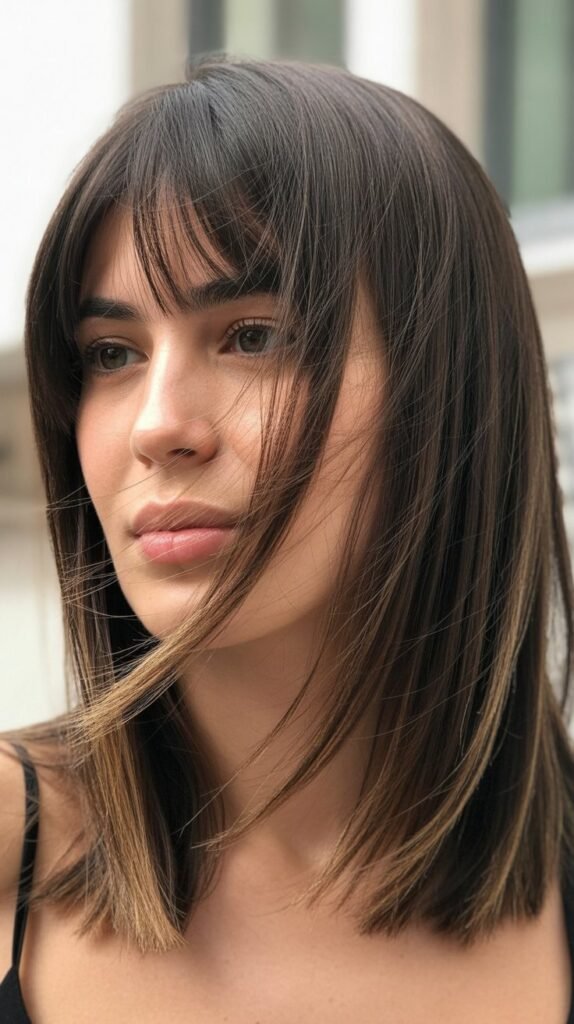 The Textured Lob With Wispy Straight Bangs
