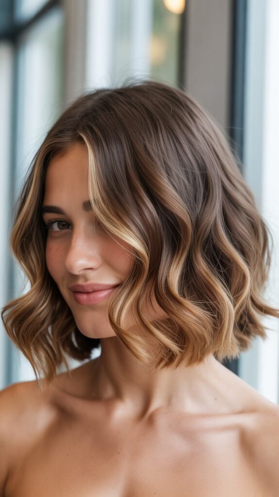 Wavy Bob with Peekaboo Highlights
