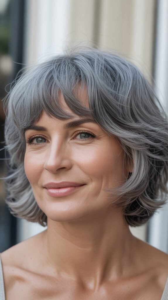 Natural Gray Hair With Bangs