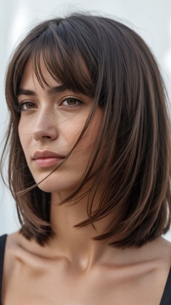 Layered Long Bob With Wispy Micro-Fringe