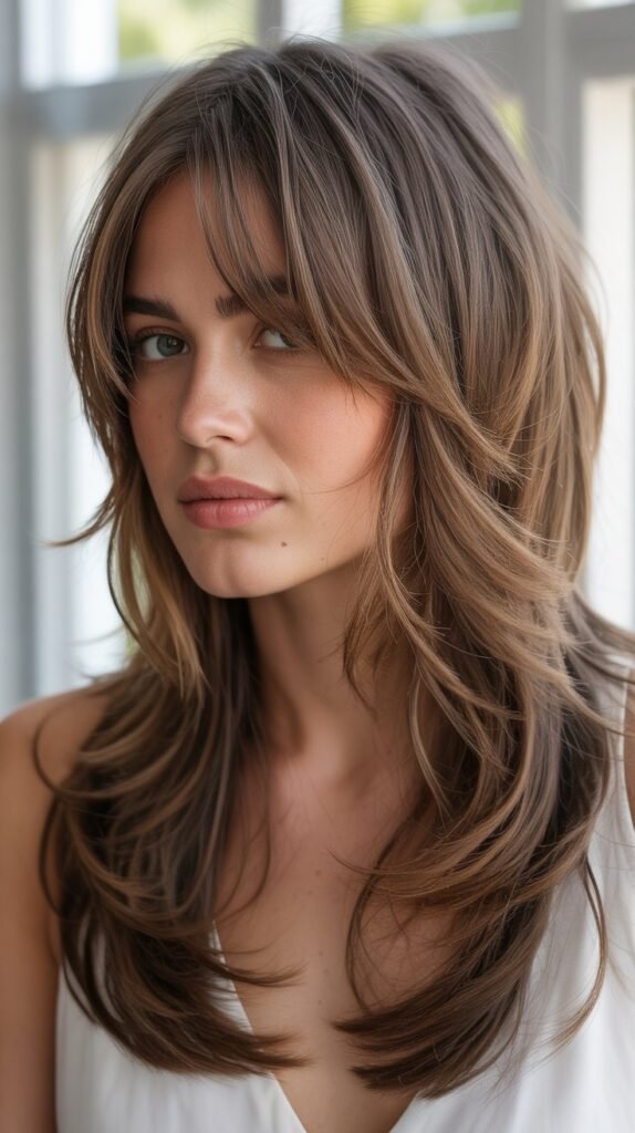 Dramatic Long Layers With Short Front Bangs