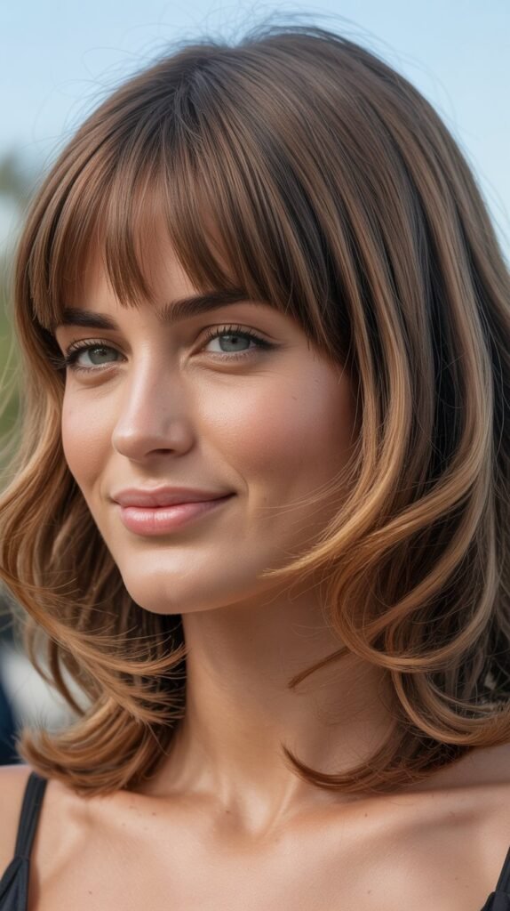 Graduated Bangs with Medium Length