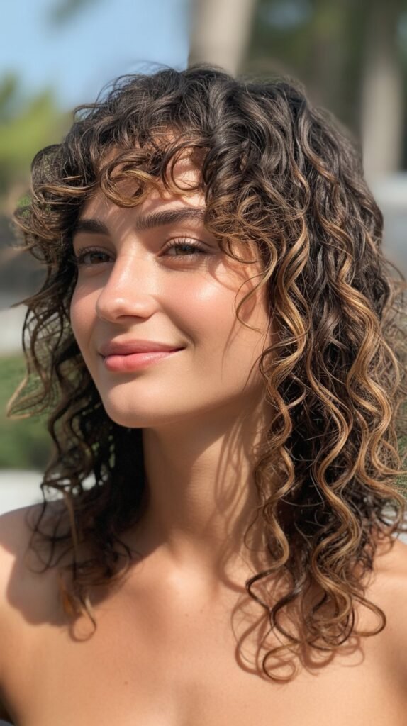 Natural Coils with Tapered Bangs