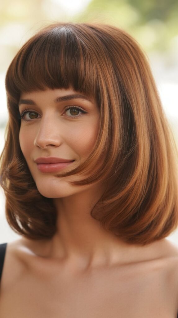Soft Rounded Bangs with Medium Blunt Cut