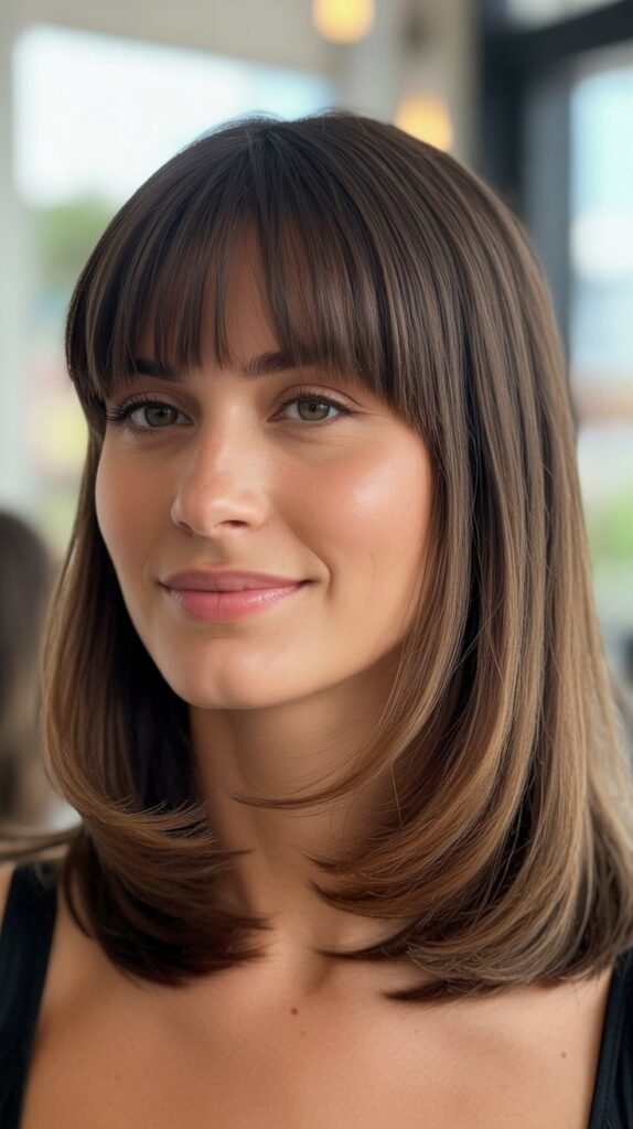 Soft Blunt Bangs with Medium Hair