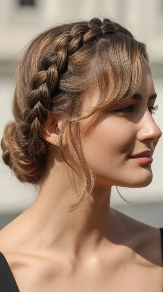 Rope Braid Bun with Side-Swept Bangs