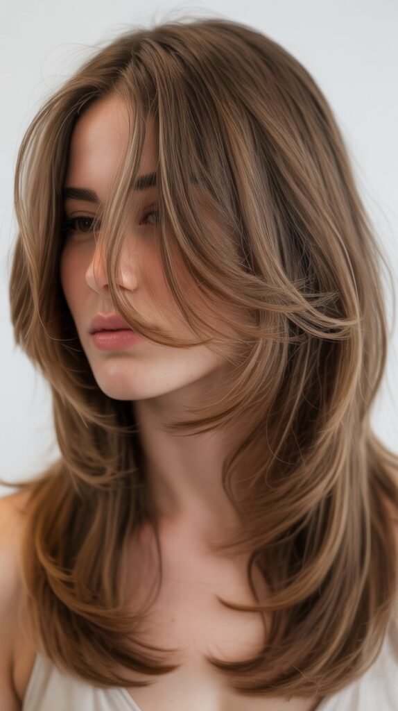 Shoulder-Skimming Layers with Lower Back Length