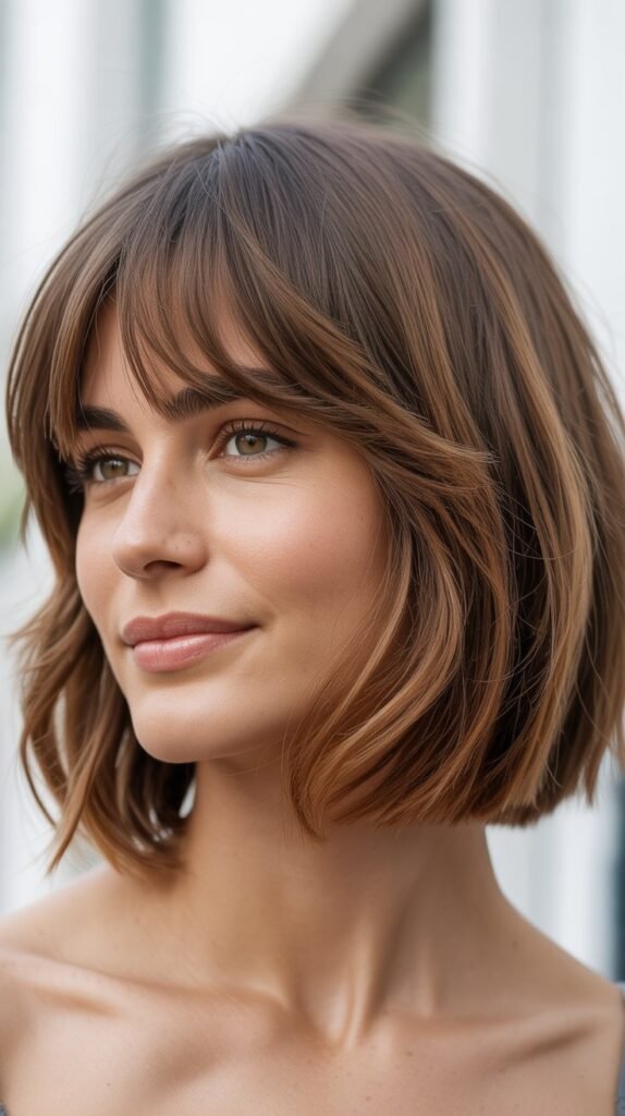 French Bob with Shaggy Fringe Layers