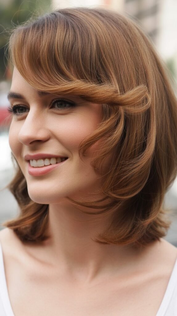 Swoopy Bangs With Flipped-Out Ends